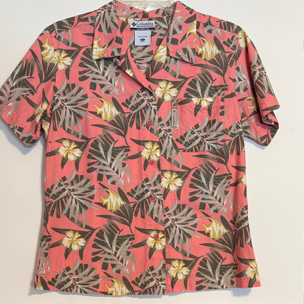 Columbia Peachy Pink and Yellow Floral Shirt